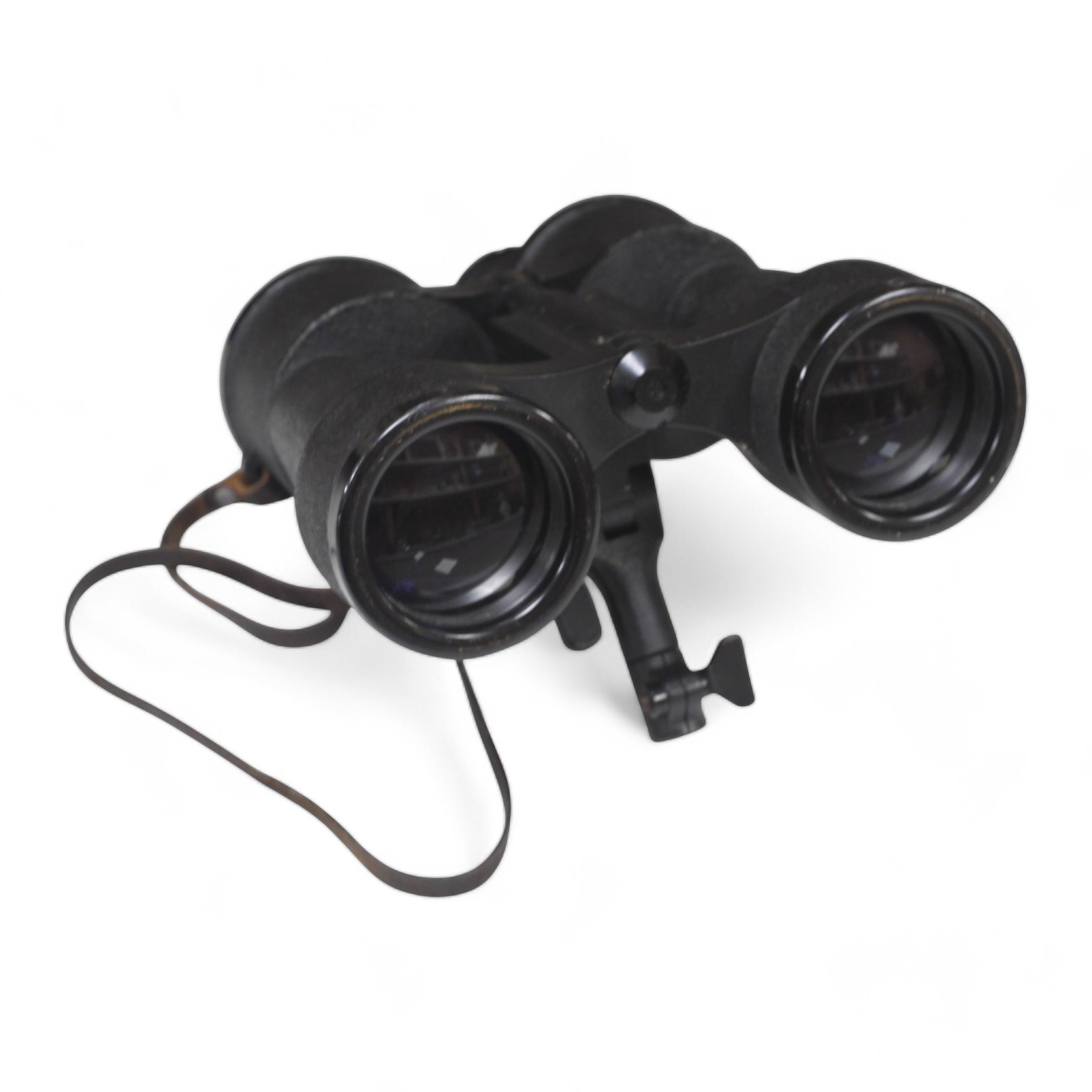 A pair of BLC 8x60 black binoculars, reg. 2084895, with a tripod fitment, 27.5cm log. Condition - fair to good